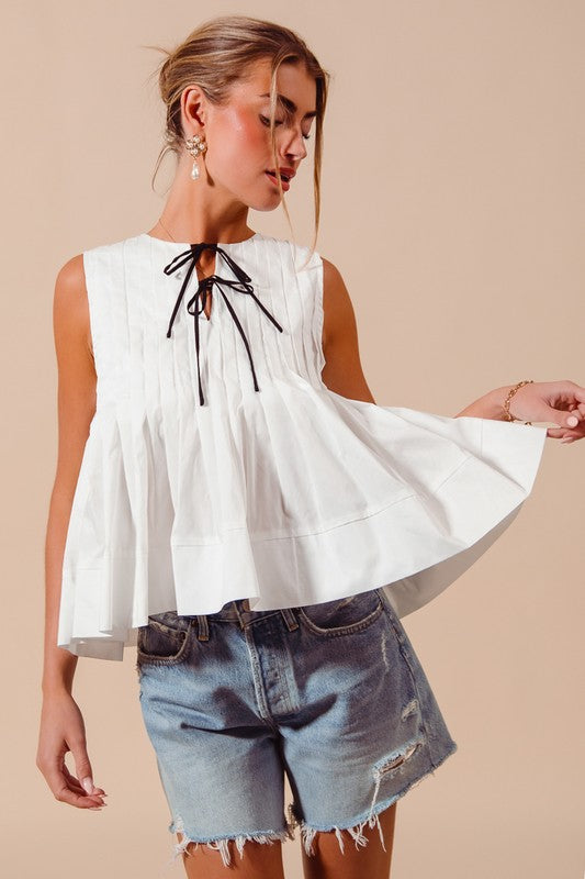 The Chloe Sleeveless Bow-Front Top