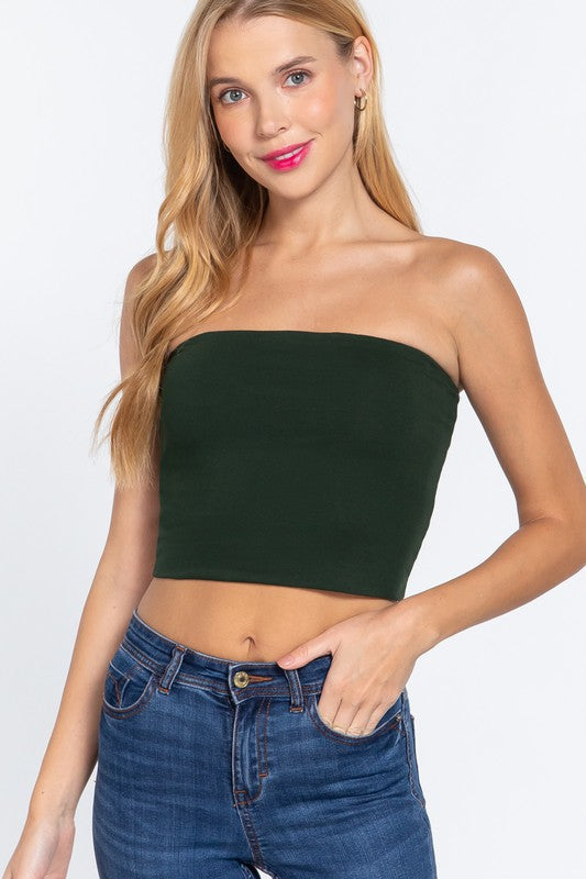 The Chloe Strapless Crop Top-Black