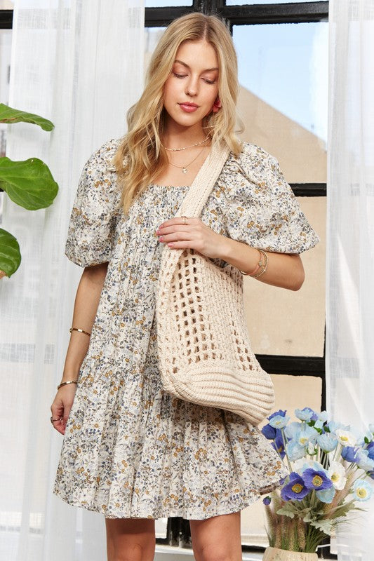 The Wren Puff-Sleeve Babydoll Dress