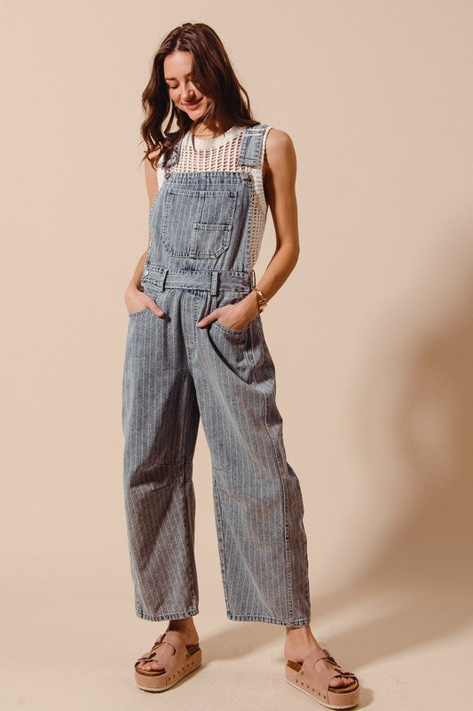 The Rowan Striped Denim Overalls