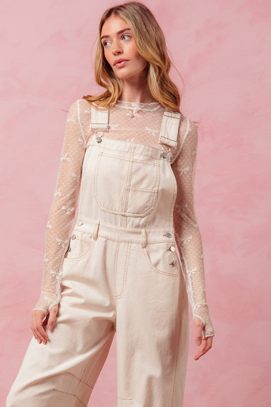 The Landry Vintage Oatmeal Barrel-Leg Overalls