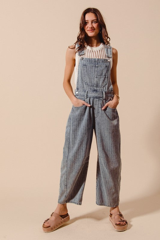 The Rowan Striped Denim Overalls