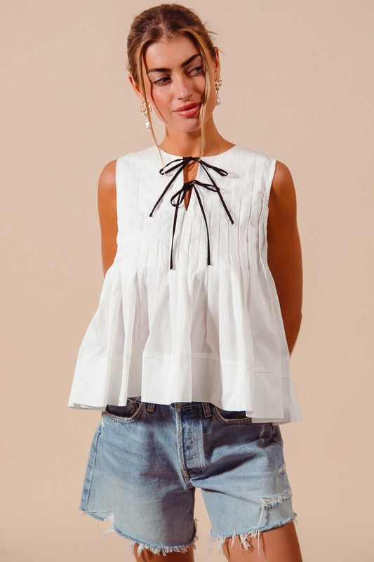 The Chloe Sleeveless Bow-Front Top