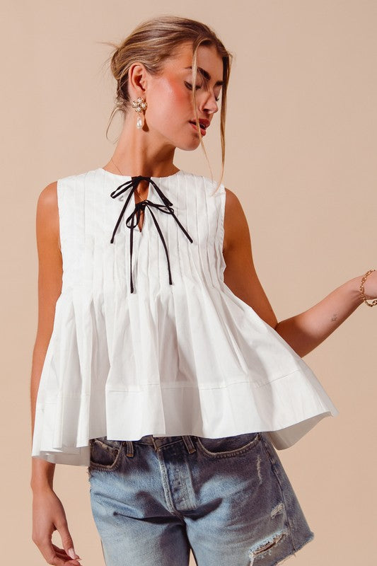 The Chloe Sleeveless Bow-Front Top