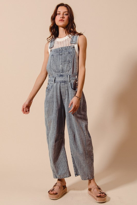 The Rowan Striped Denim Overalls