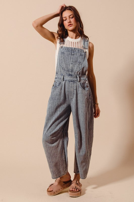 The Rowan Striped Denim Overalls