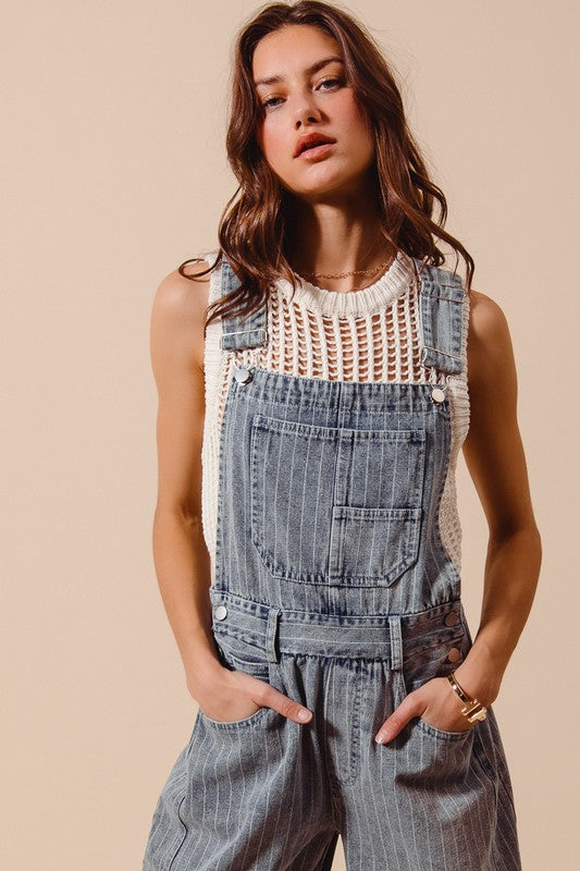 The Rowan Striped Denim Overalls