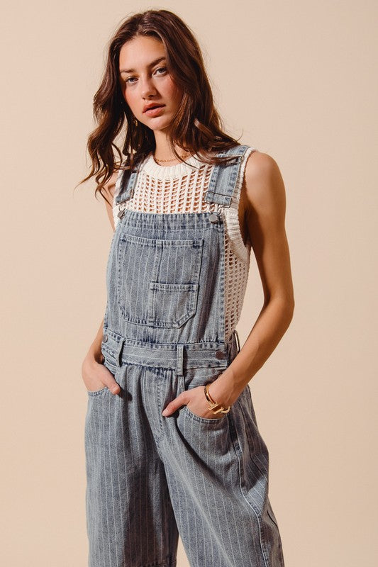 The Rowan Striped Denim Overalls