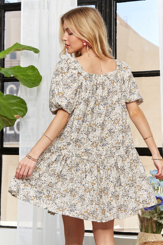 The Wren Puff-Sleeve Babydoll Dress