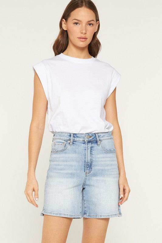 The Lila Light Wash A-Line Shorts