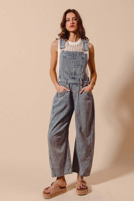 The Rowan Striped Denim Overalls