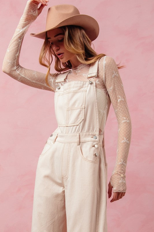 The Landry Vintage Oatmeal Barrel-Leg Overalls