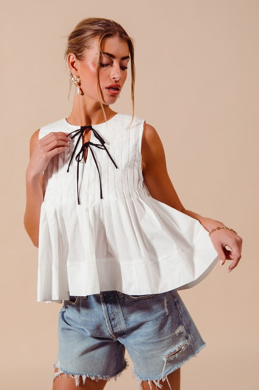 The Chloe Sleeveless Bow-Front Top