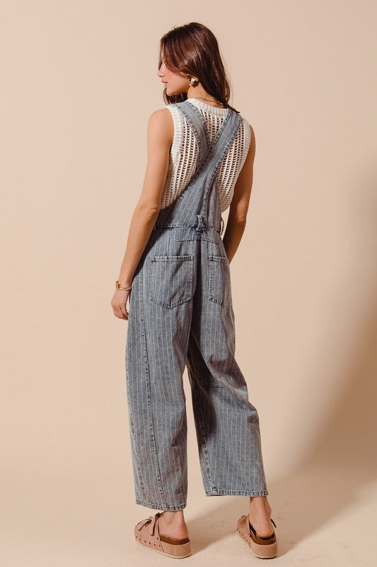 The Rowan Striped Denim Overalls