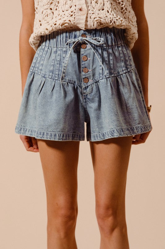 The Sutton Sweetheart Button Denim Shorts