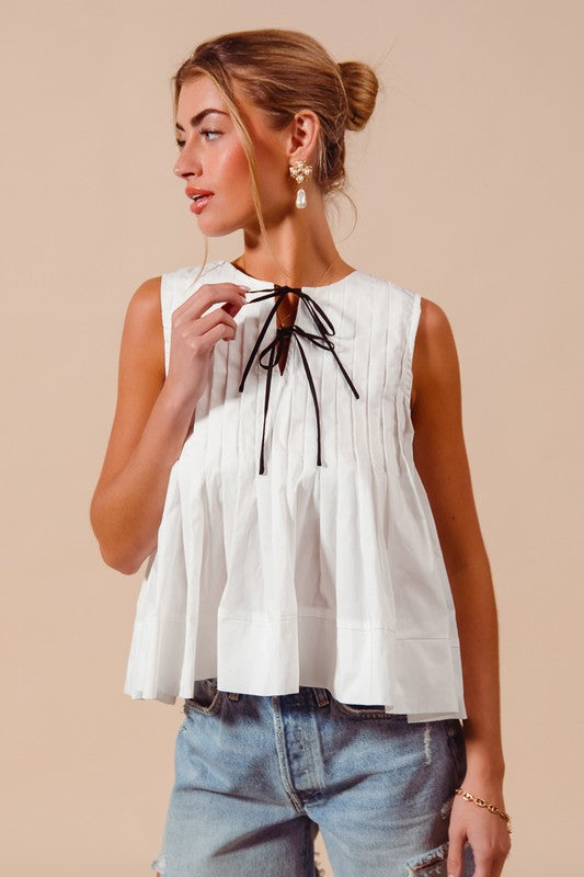 The Chloe Sleeveless Bow-Front Top
