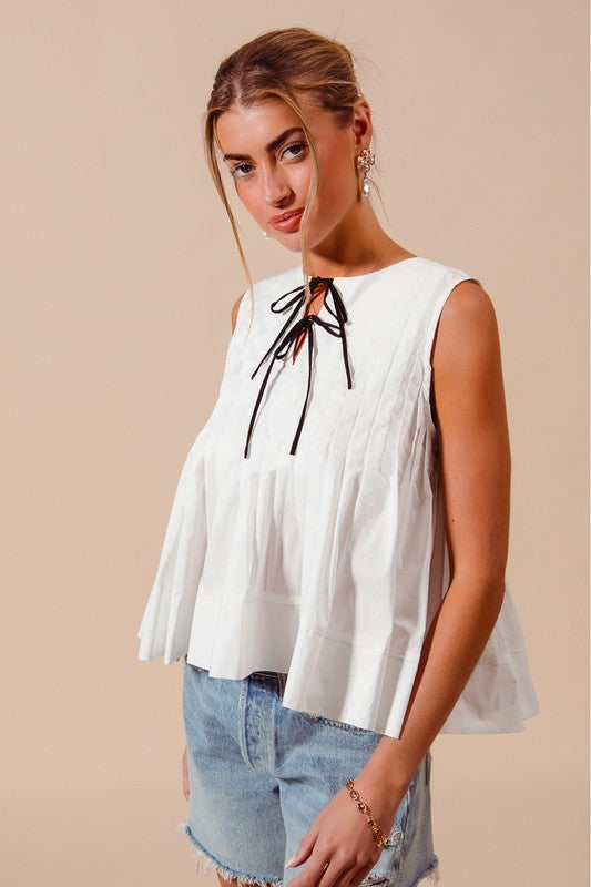 The Chloe Sleeveless Bow-Front Top