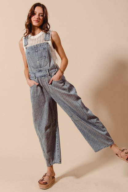 The Rowan Striped Denim Overalls