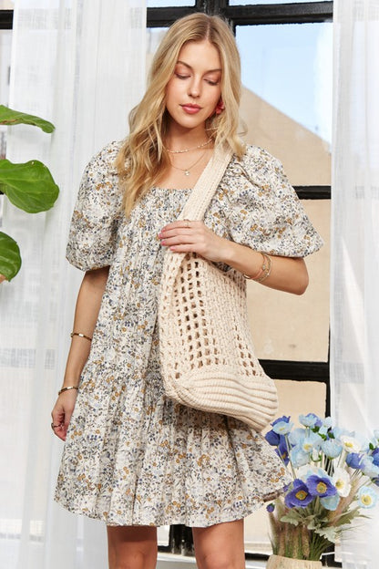 The Wren Puff-Sleeve Babydoll Dress