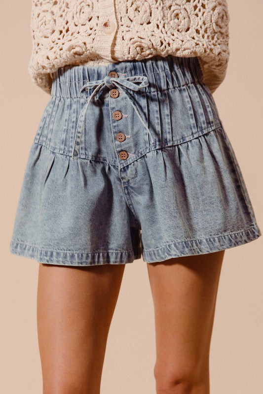 The Sutton Sweetheart Button Denim Shorts