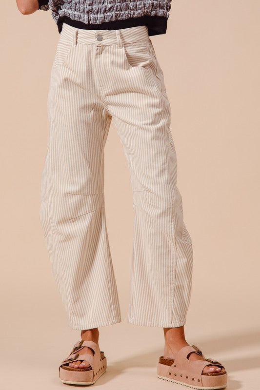 The Sawyer Pinstripe Barrel Pants