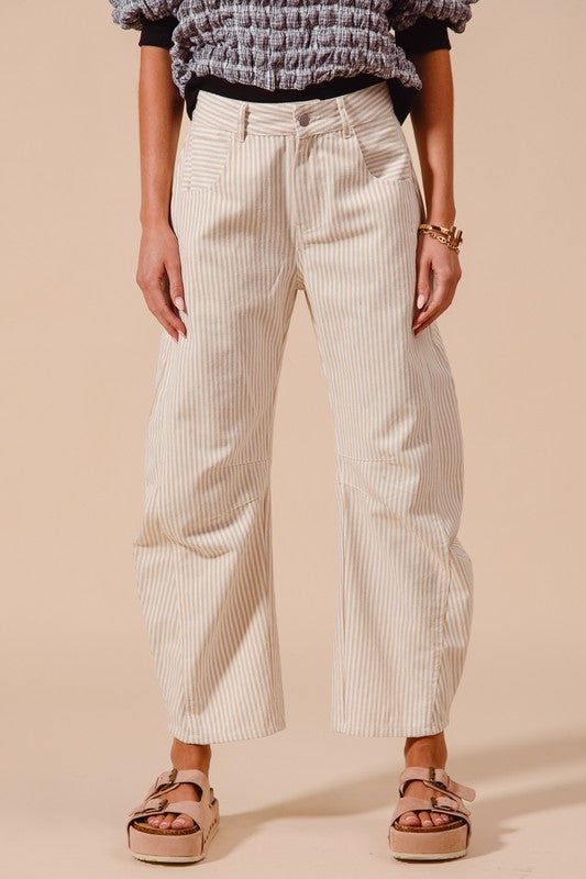 The Sawyer Pinstripe Barrel Pants