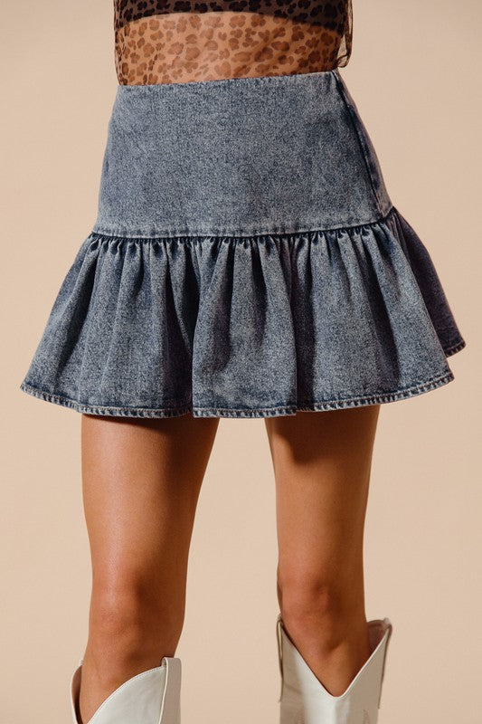 The Sienna Denim Ruffle Skirt