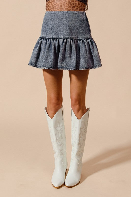 The Sienna Denim Ruffle Skirt
