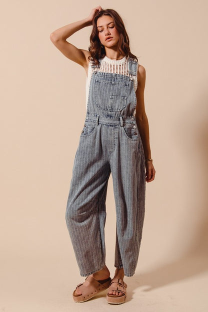 The Rowan Striped Denim Overalls