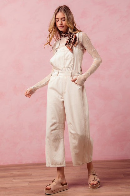 The Landry Vintage Oatmeal Barrel-Leg Overalls