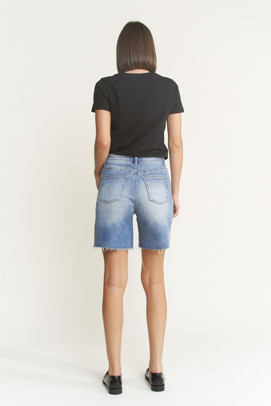 The Dani Raw Hem High Rise Bermuda Shorts