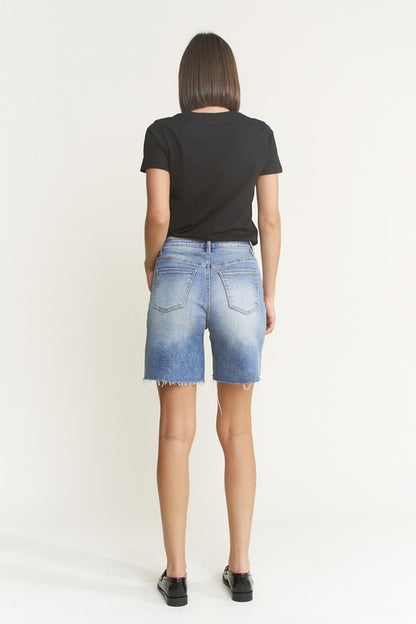 The Dani Raw Hem High Rise Bermuda Shorts