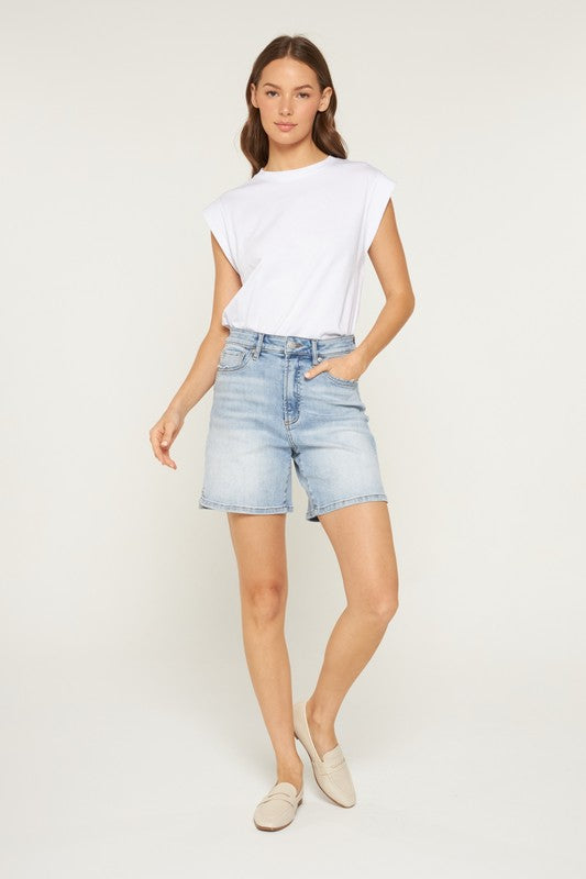 The Lila Light Wash A-Line Shorts