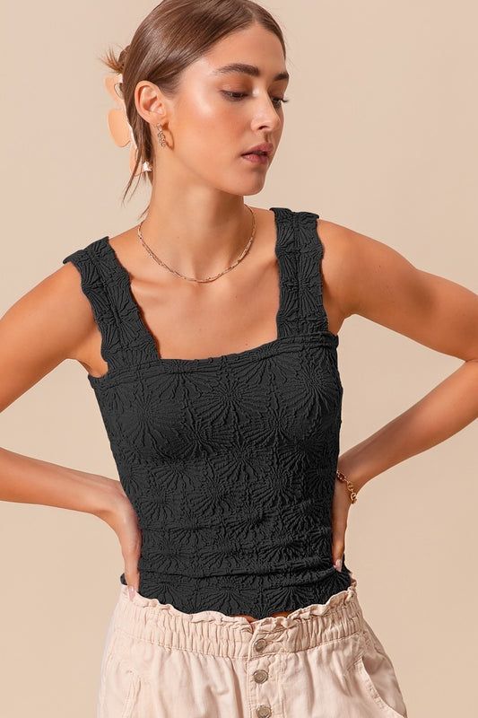 The Brielle Jacquard Black Tank