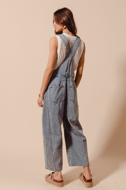 The Rowan Striped Denim Overalls